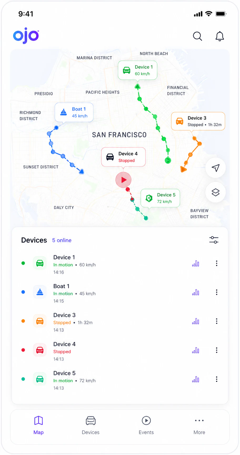 OjO Mobile - Live map tracking
